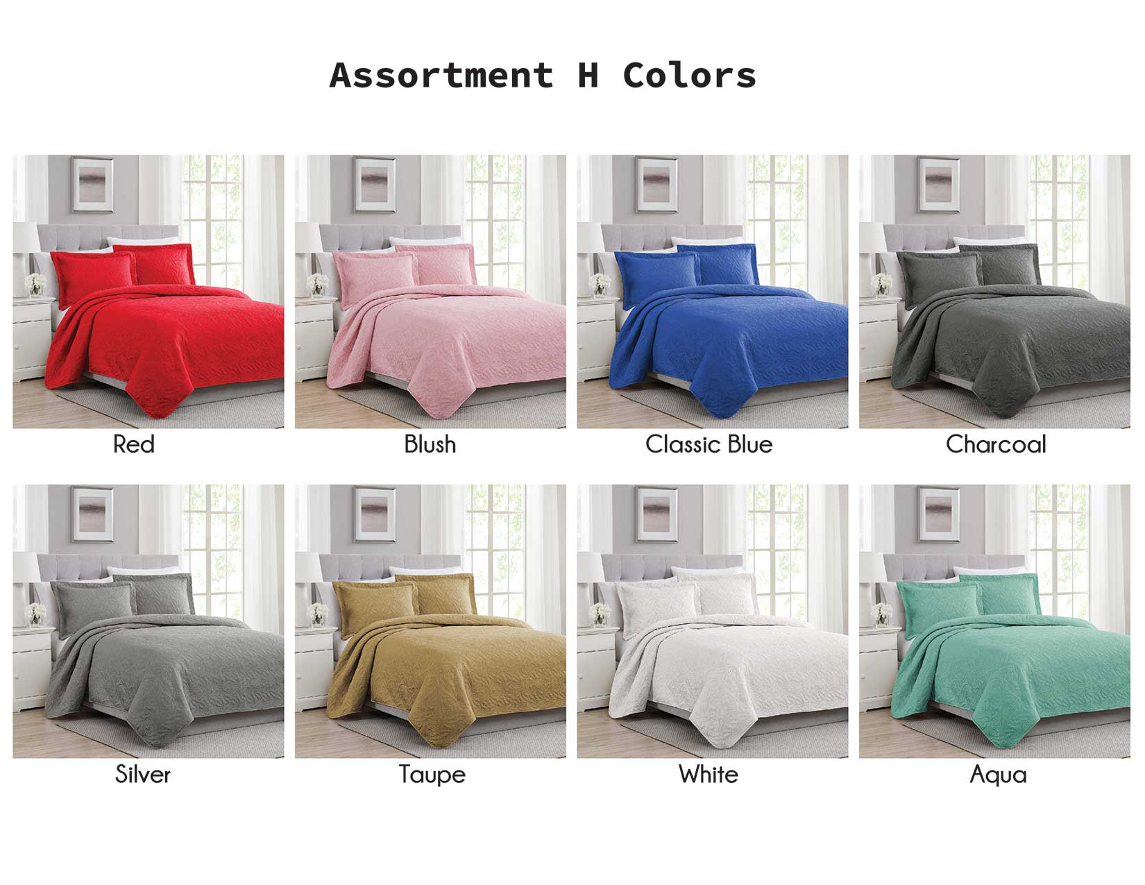 3pc. Solid Reversible Quilt Set King