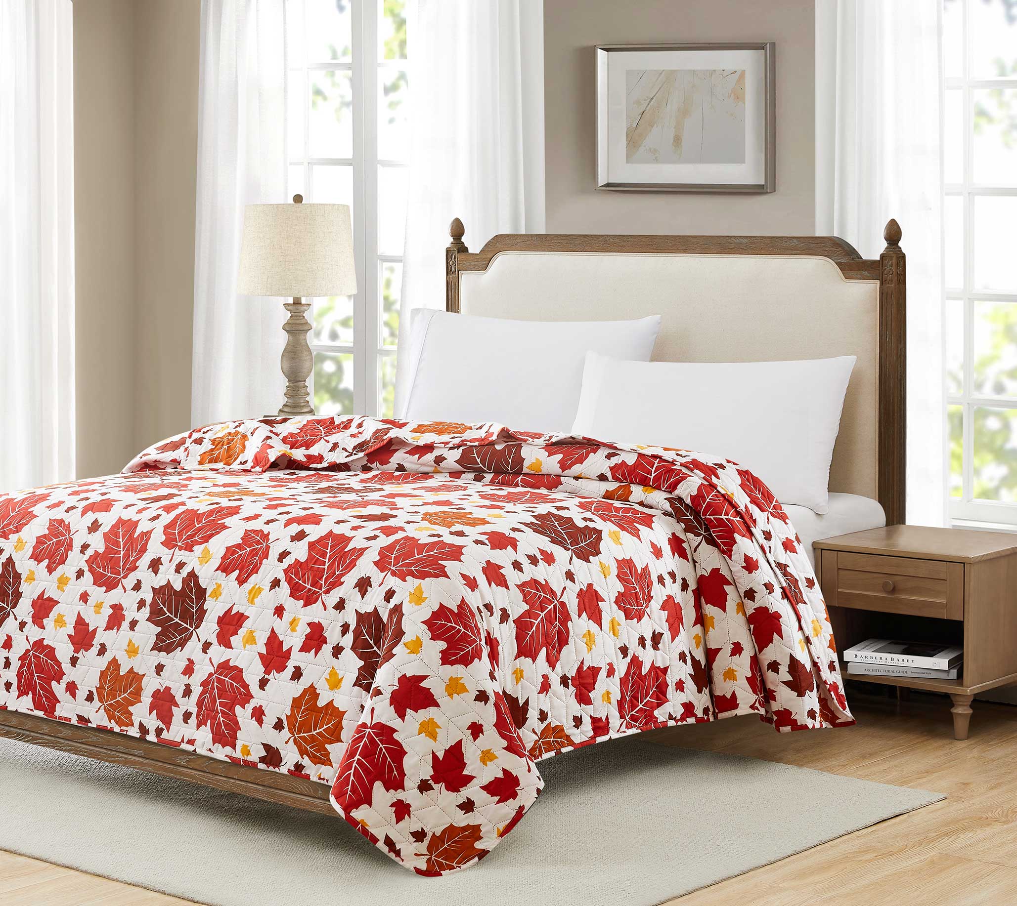 Adirondack Leaves1pc Pinsonic Rolled Quilt King