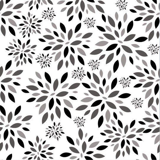 1Pc Black/Grey/White Floral Geo Queen