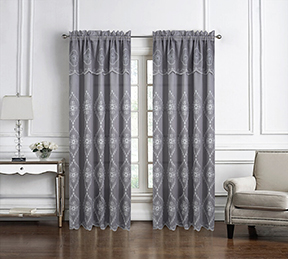 Arcadia Embroidered Panel 90" Silver