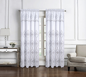 Arcadia Embroidered Panel 90" White