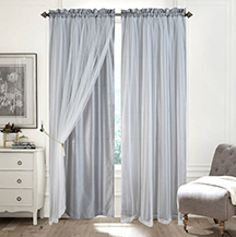 Alexa 2pk Double Layer Faux Silk with Mesh Rod Pocket Panel Pair 84" Silver