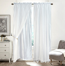 Alexa 2pk Double Layer Faux Silk with Mesh Rod Pocket Panel Pair 84" White