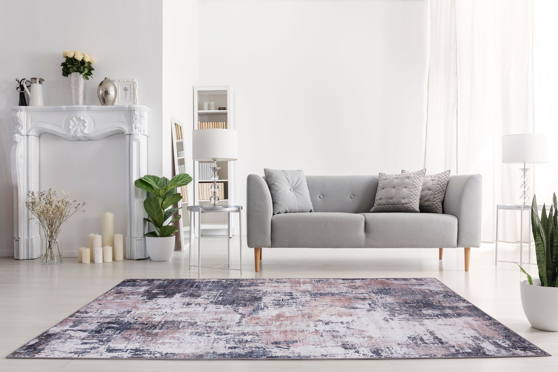 Abstract Print Velvet Rug 5'x7' Multi