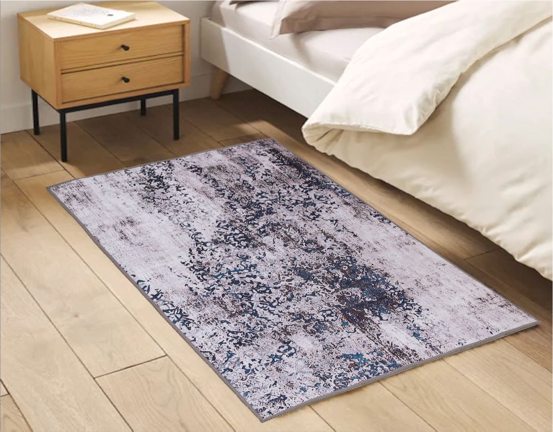 Abstract Print Velvet Rug 30"x48" Charcoal