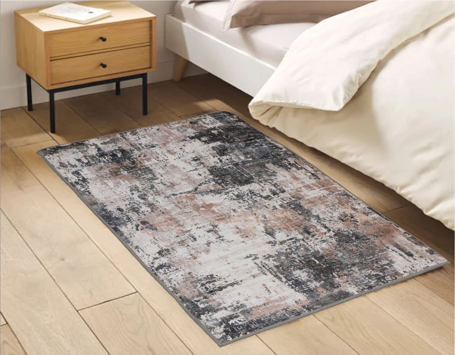 Abstract Print Velvet Rug 30"x48" Char/Brwn