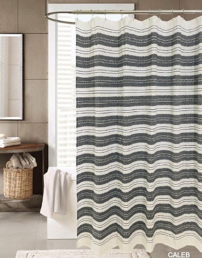 Caleb Cotton Shower Curtain Black