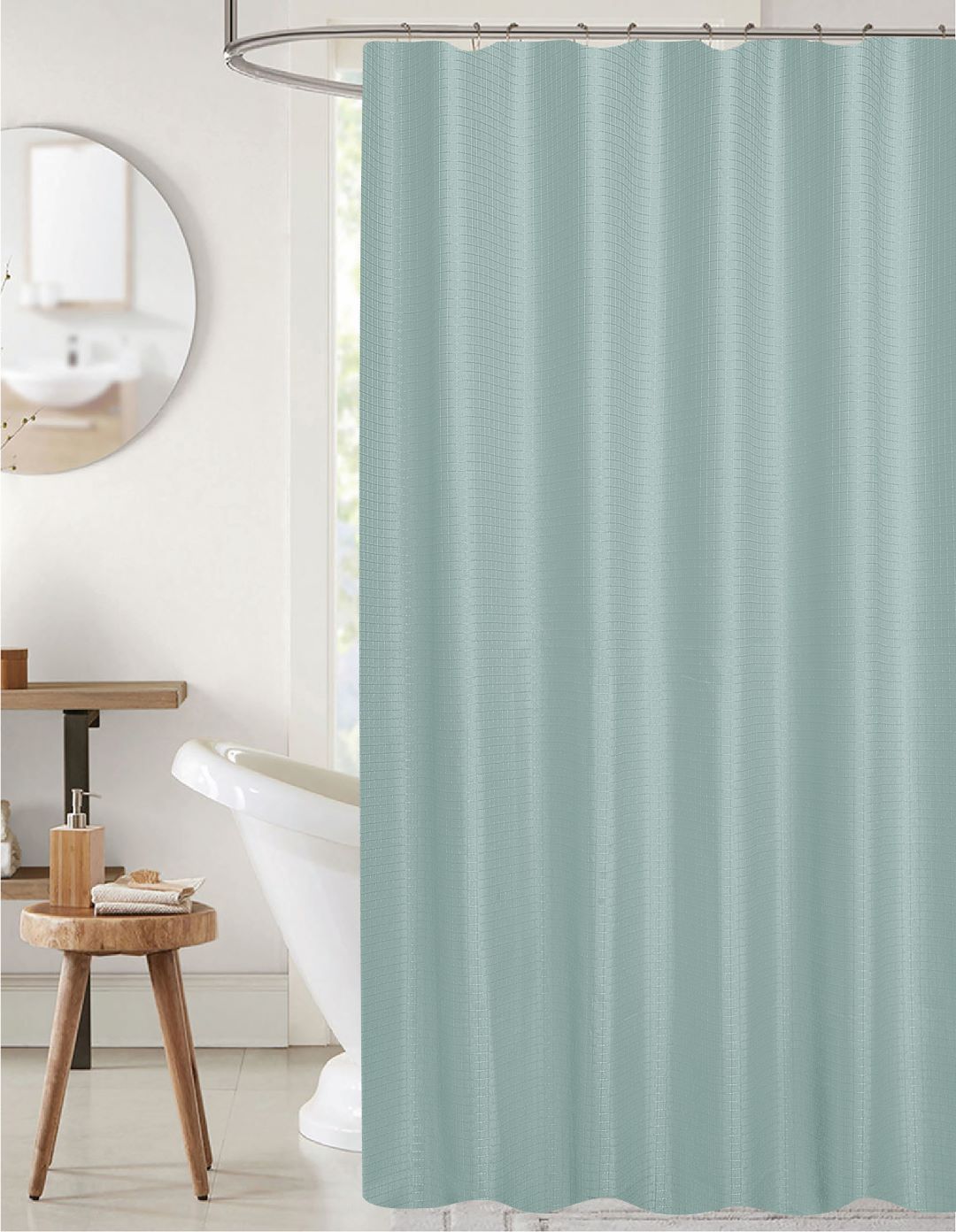 Bliss Waffle Shower Curtain Blue