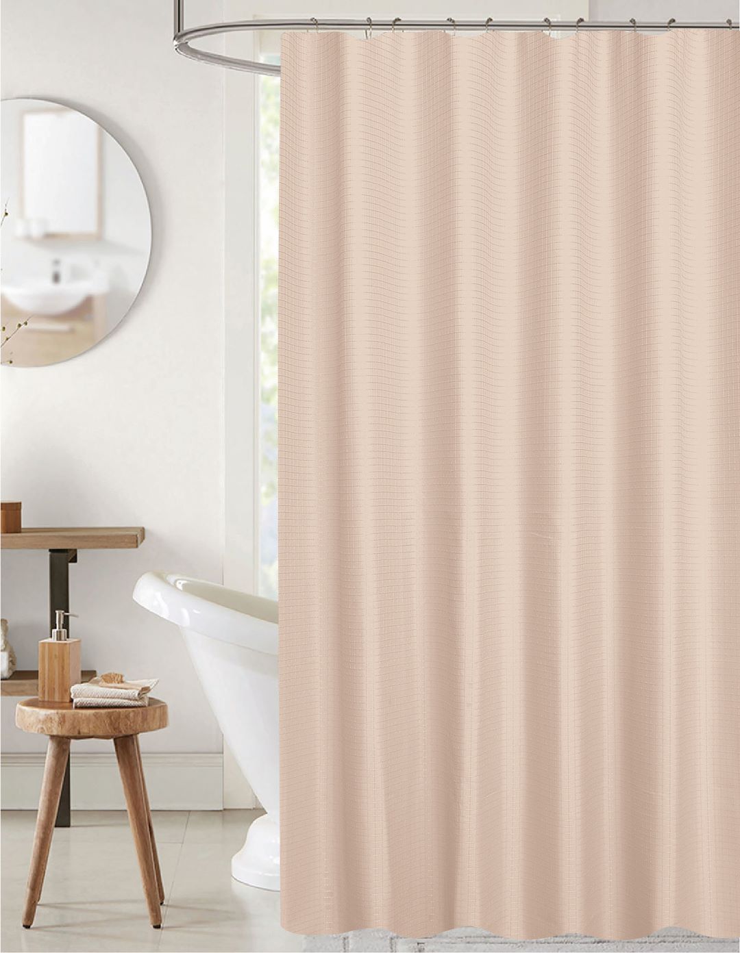 Bliss Waffle Shower Curtain Blush