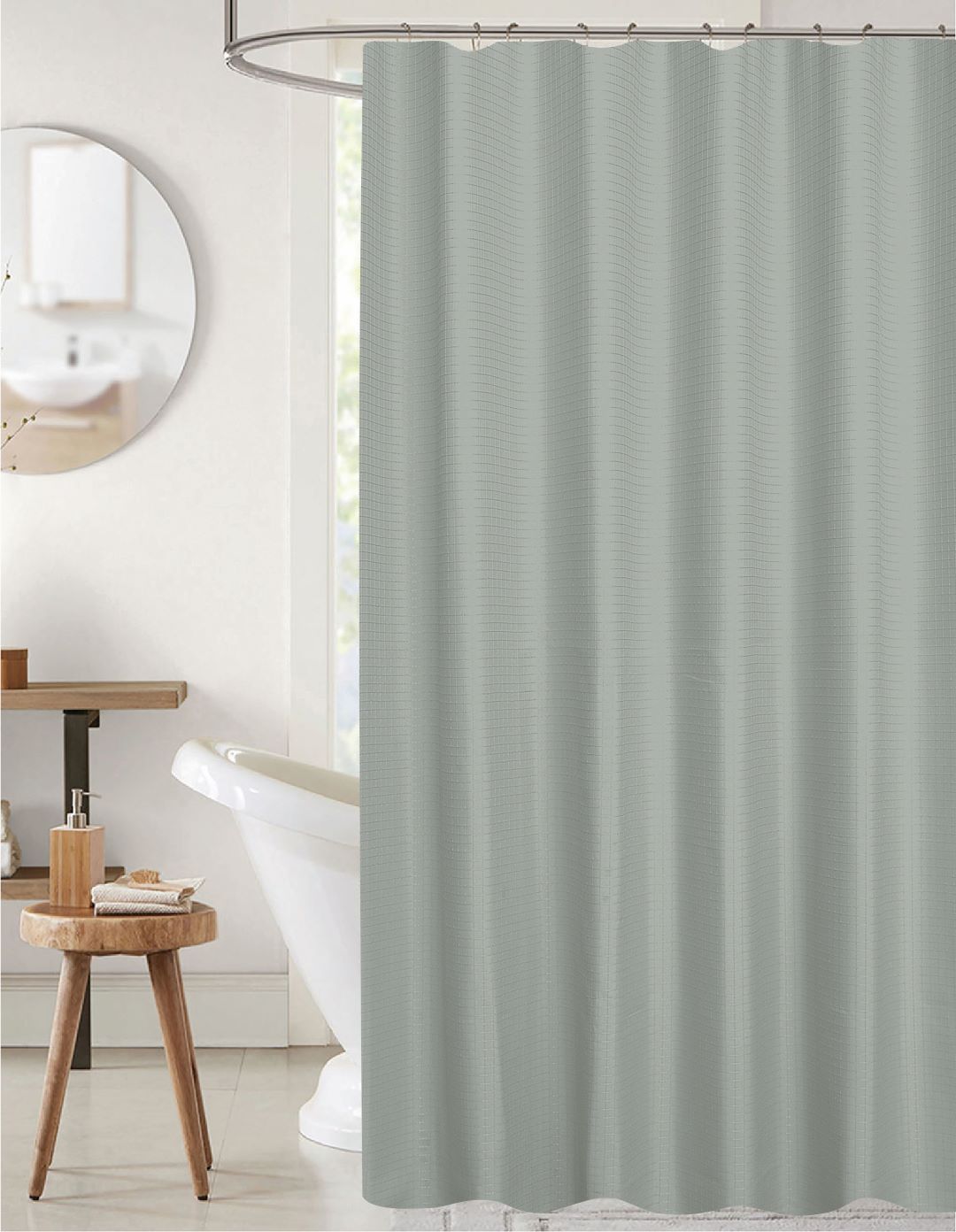 Bliss Waffle Shower Curtain Grey