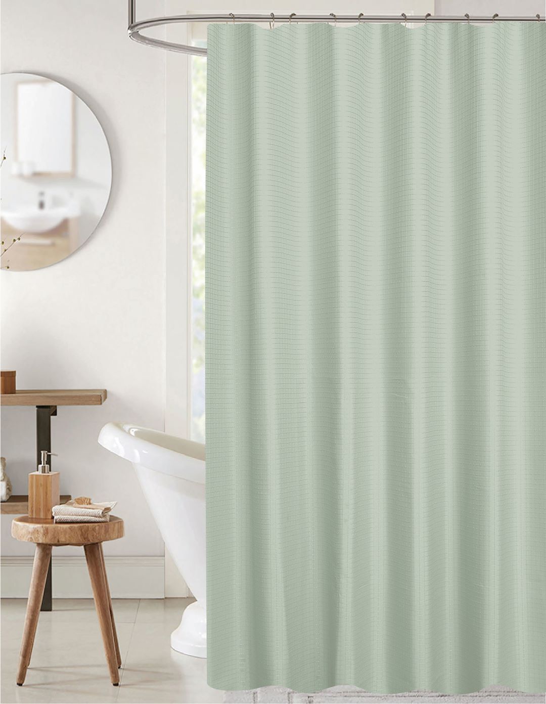 Bliss Waffle Shower Curtain Sage