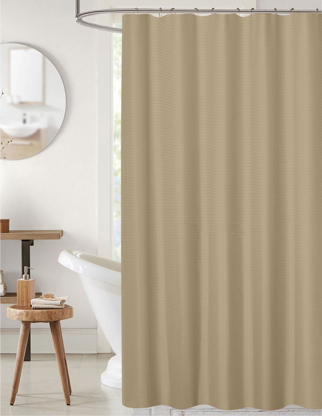 Bliss Waffle Shower Curtain Taupe