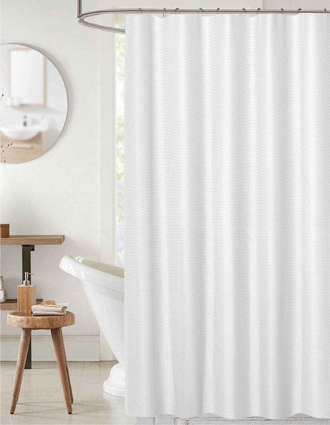 Bliss Waffle Shower Curtain White