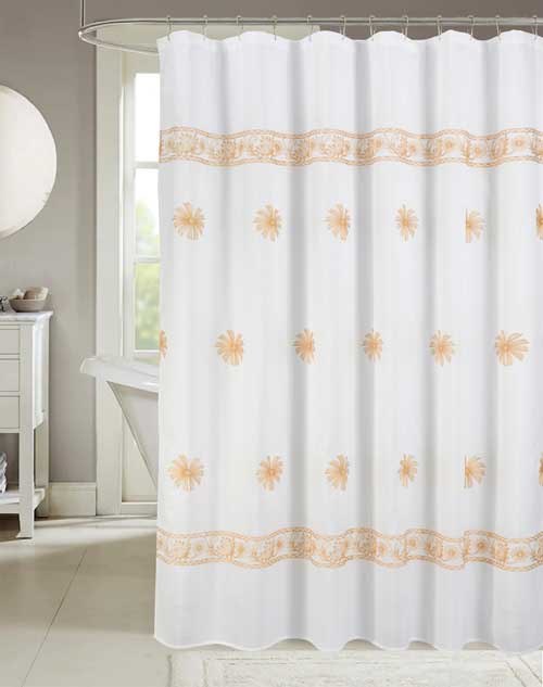 Bianca Embroidered Shower Curtain Yellow