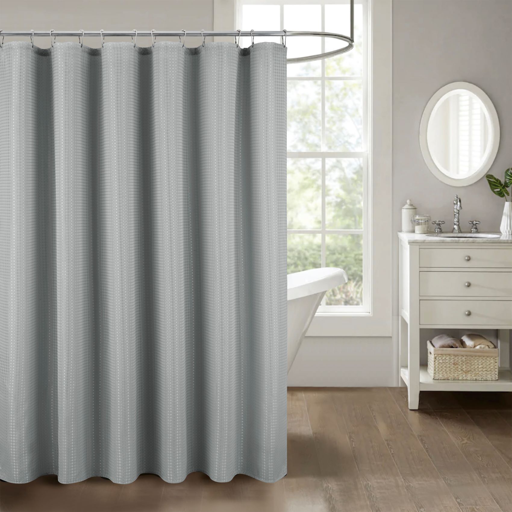 Bento Waffle Jacquard Shower Curtain Charcoal