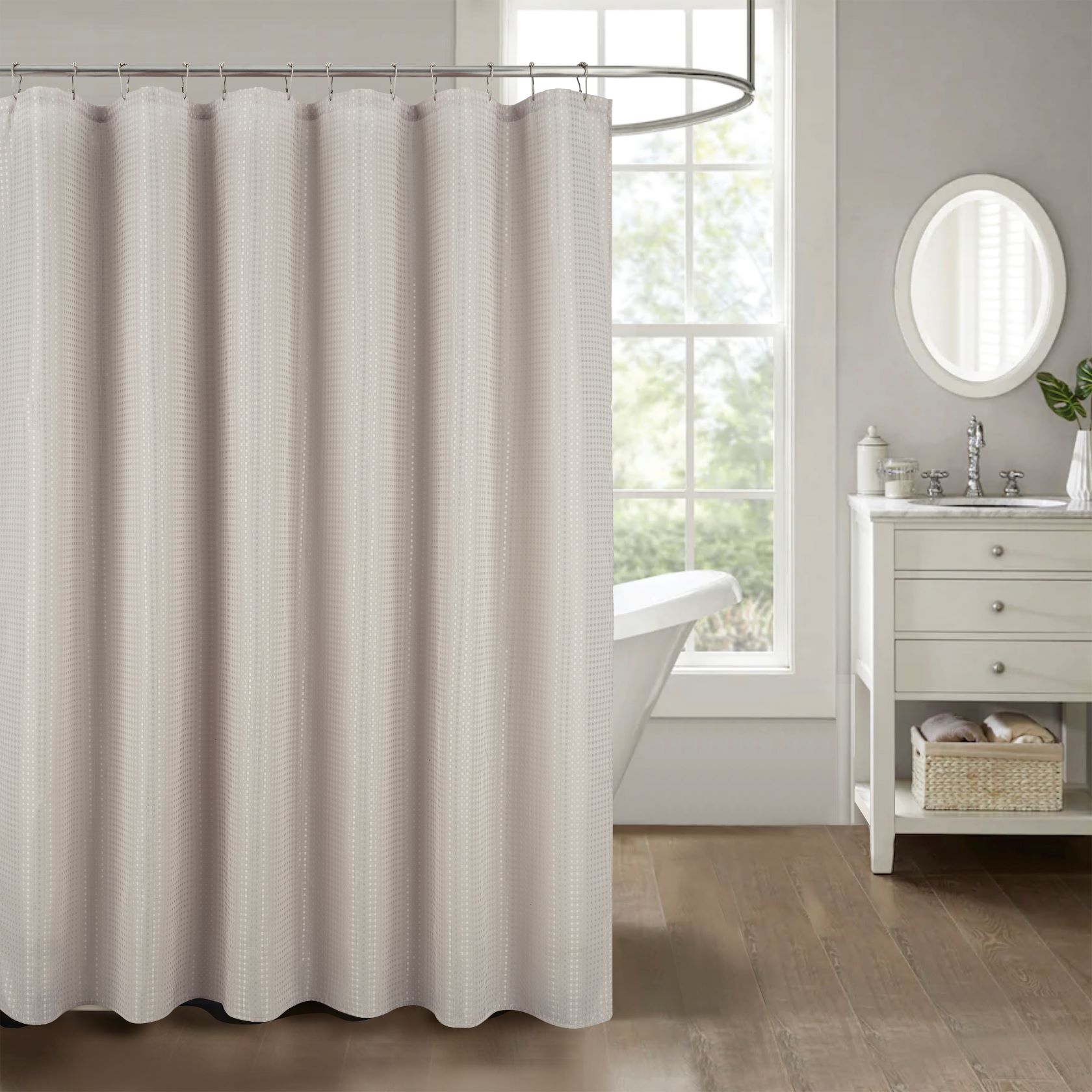 Bento Waffle Jacquard Shower Curtain Taupe