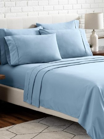 1000TC Cotton Rich  6pc Sheet Set King Blue