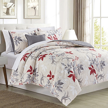 5 Pc Darcy Printed Comforter Set Burgundy King