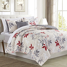 5 Pc Darcy Printed Comforter Set Burgundy Queen