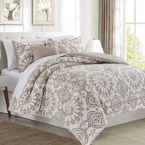 5 Pc Mellow Printed Comforter Set Yellow King