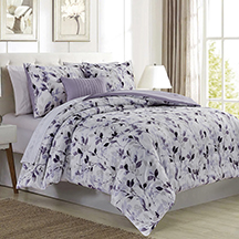 5 Pc Mikayla Leaves Printed Comforter Set Lilac King