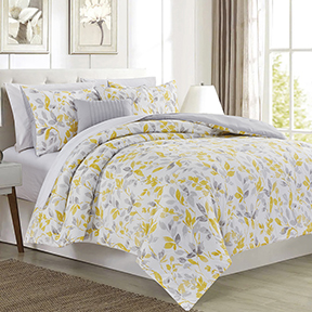 5 Pc Mikayla Leaves Printed Comforter Set Yellow King