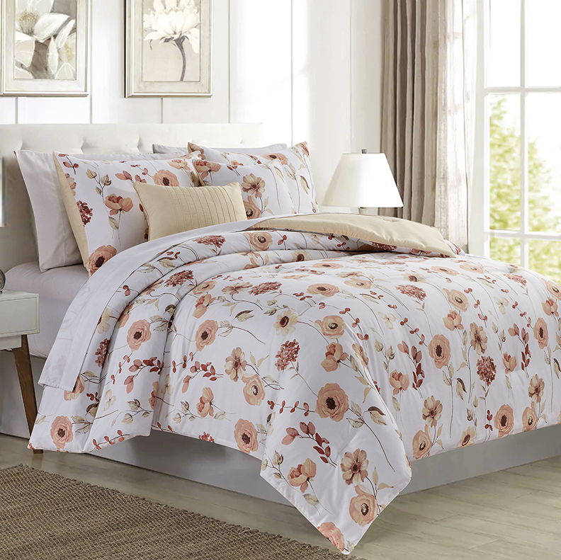 5 Pc Renee Printed Comforter Set Dusty Rose King
