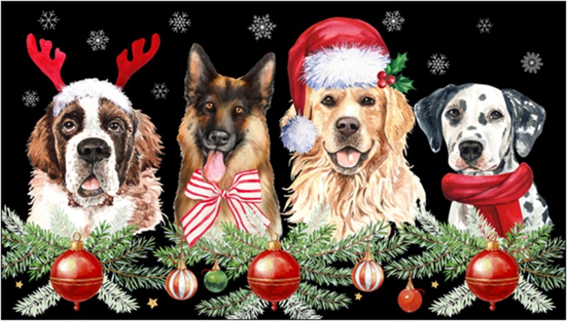 Xmas Pups 4pk Kitchen Placemats