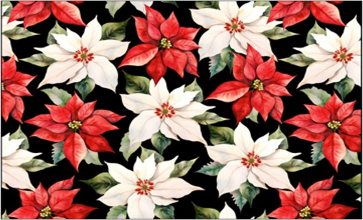 Xmas Poinsettia Season Greetings 4pk Kitchen Placemats