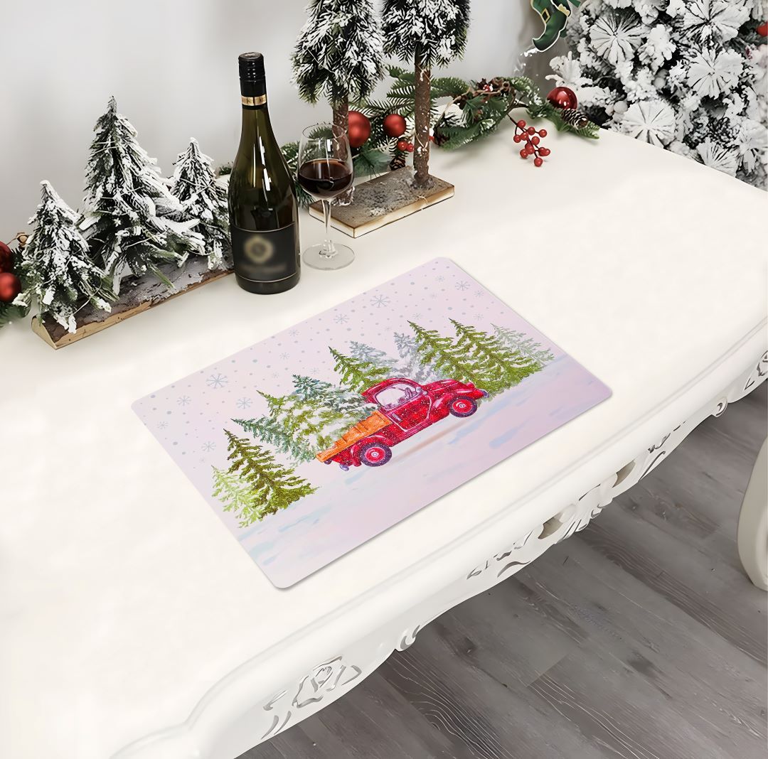 Christmas Plaid Truck 4pk Kitchen Placemats