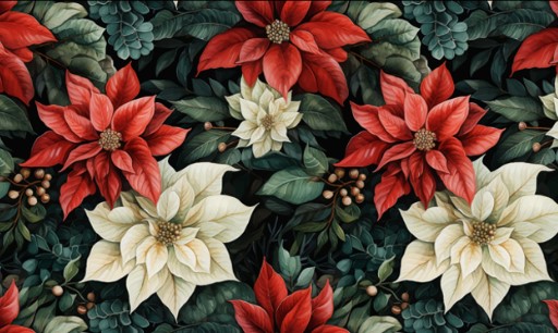 Xmas Poinsettia Watercolor Chenille Rug 27x45