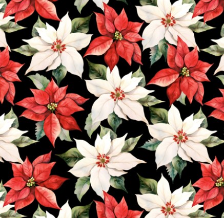 Xmas Poinsettia Feliz Slub Shower Curtain