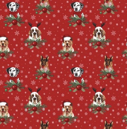 Xmas Pups Slub Shower Curtain