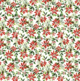 Xmas Poinsettia Painted Shower Curtain