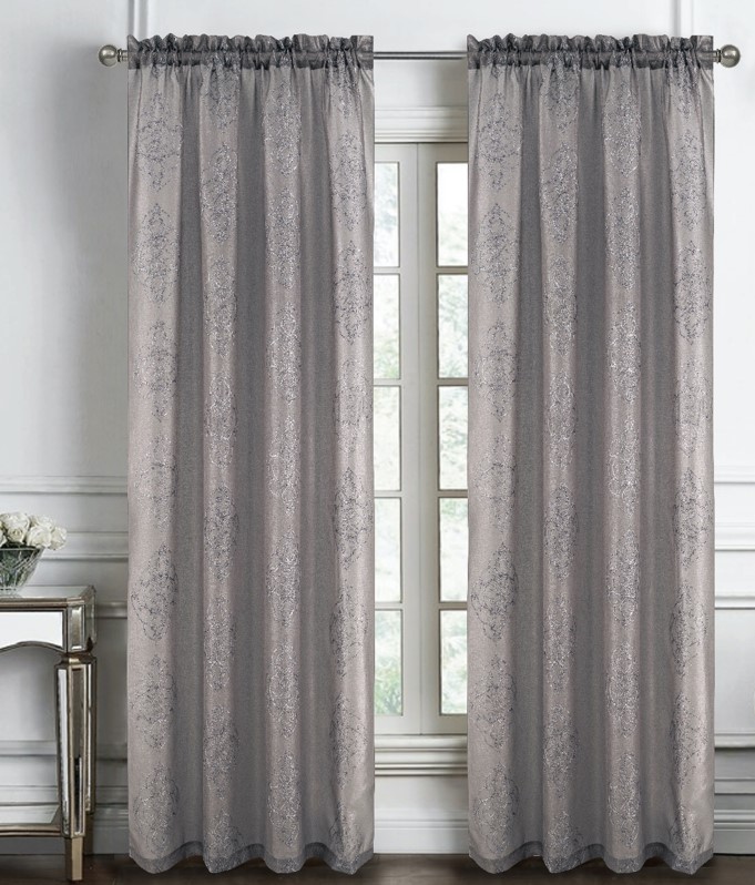 Andrea 2pc Emb Metallic RP 84" Charcoal