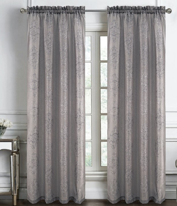 Andrea Emb Metallic Doily RP Panel 84" Char