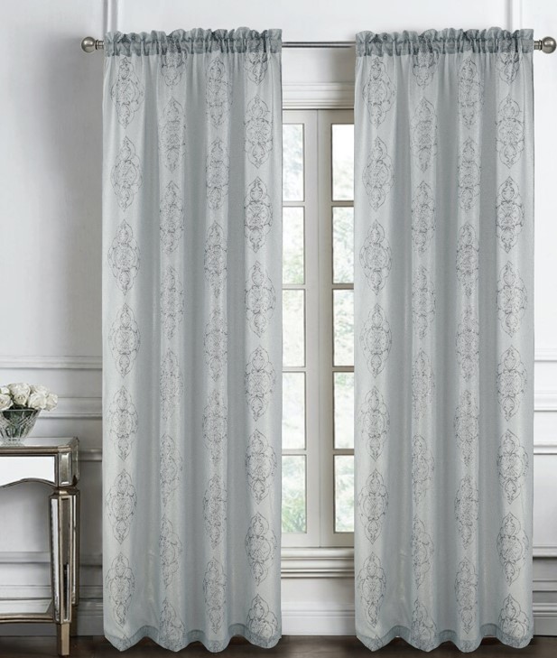 Andrea Emb Metallic Doily RP Panel 84" Silver