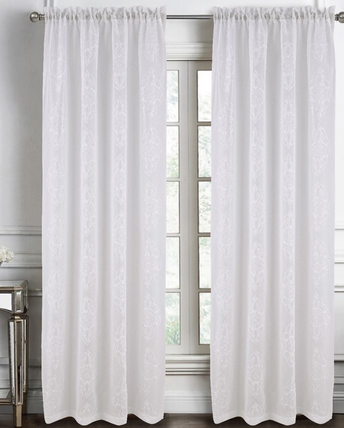 Andrea Emb Metallic Doily RP Panel 84" White