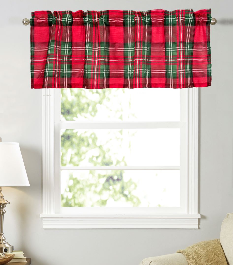 Christmas Plaid Printed Kitchen Valance 54x18-Internet Packing