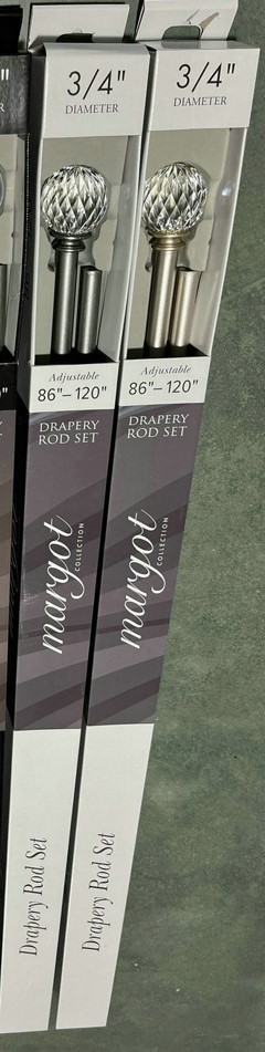 Margot 3/4" Metal Curtain Rods 36-72 Silver