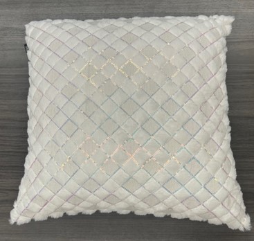 Checker Emb Fur Pillow w/ Seq 18x18 Gold