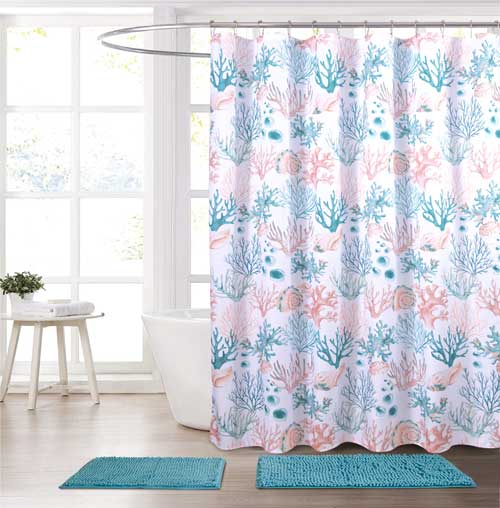 Bahama Coral Printed 13pc Shower Curtain