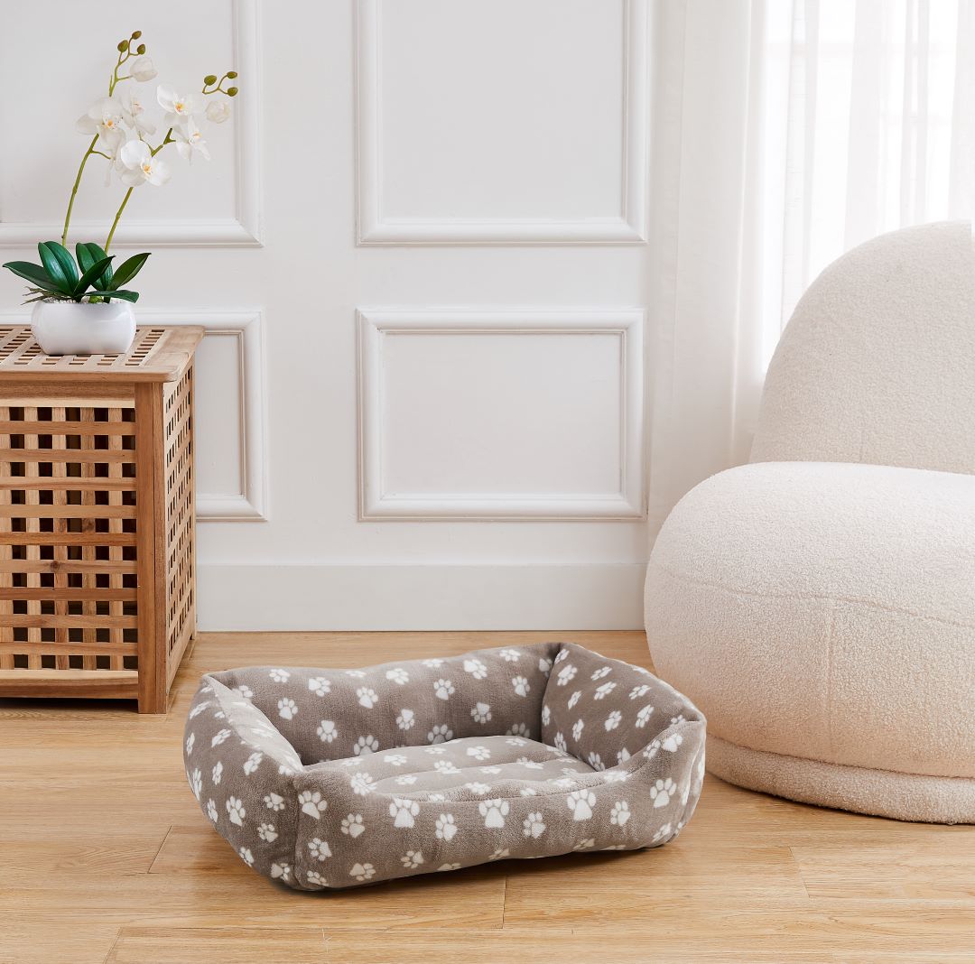 Paw Print Cuddler Bed 22x17x6 Assorted