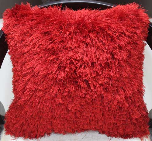 Alluree Shag Pillow 19" x 19" Red