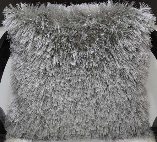 Alluree Shag Pillow 19" x 19" Silver