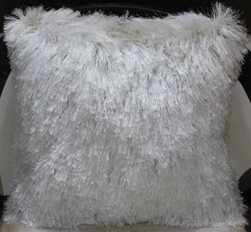 Alluree Shag Pillow 19" x 19" White