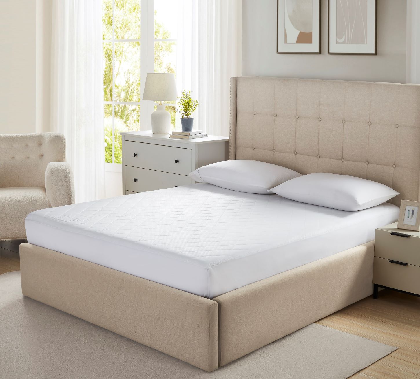 Stitched Waterproof Emboss Mattress Pad Full