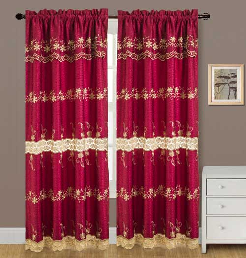 Alisa Macrame Rod Pocket Panel 84" Burgundy