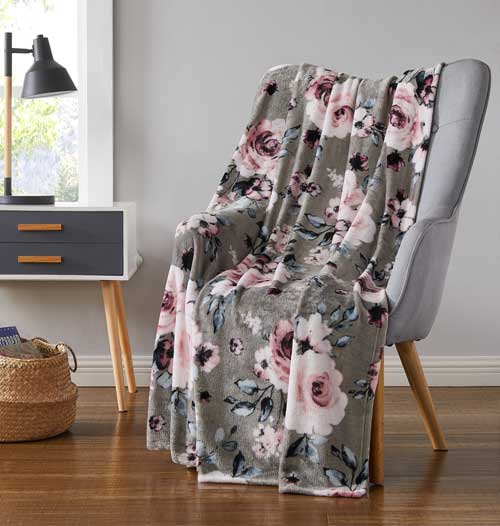 Allison Printed Flannel Throw 50"x70" Grey