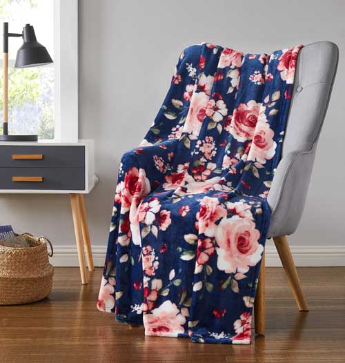 Allison Printed Flannel Throw 50"x70" Navy
